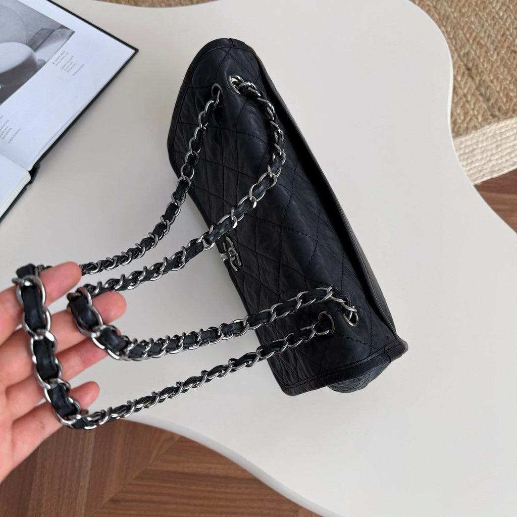 Chanel Airport Series Double Pocket Shoulder Bag Daily Crossbody Tote Black