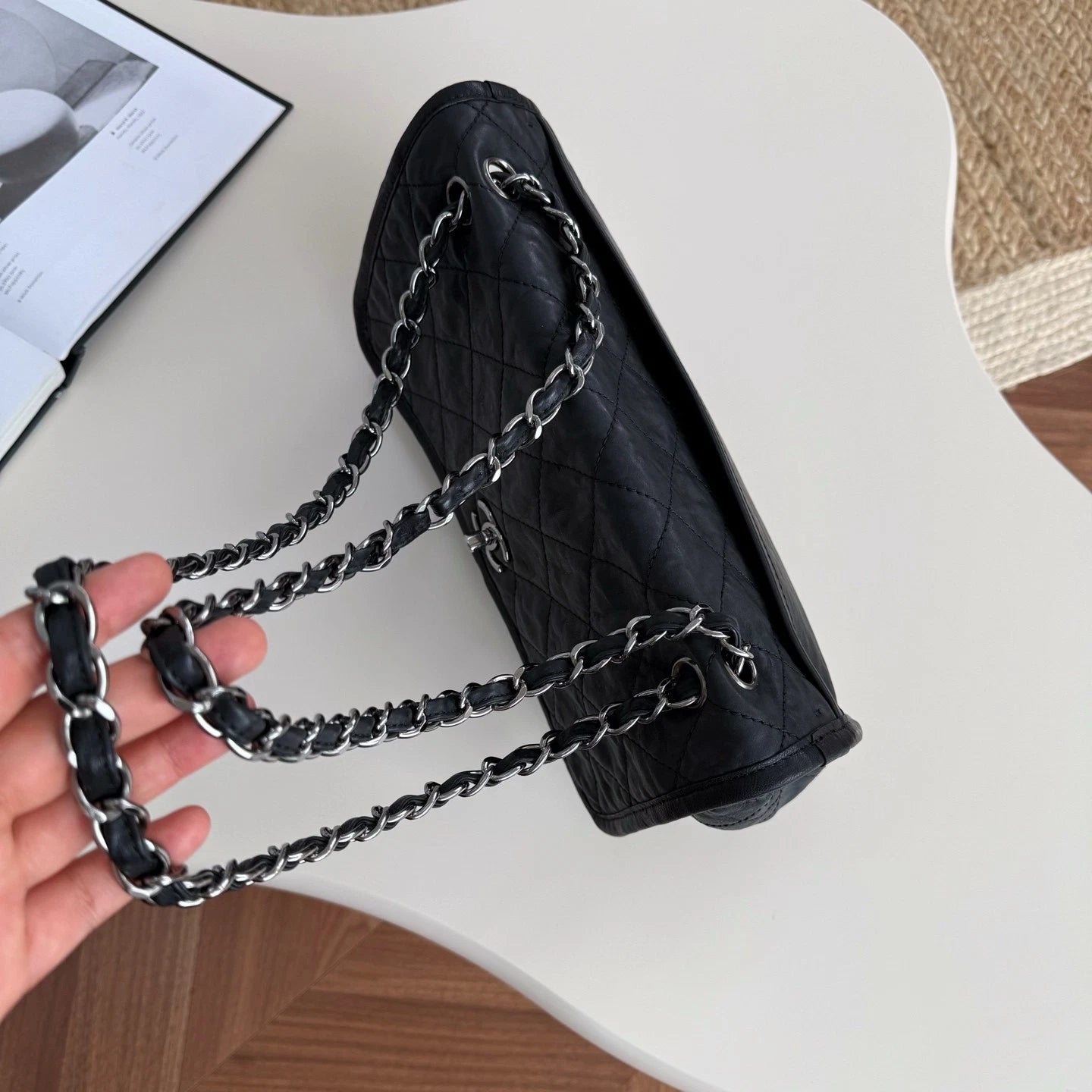 Chanel Airport Series Double Pocket Shoulder Bag Daily Crossbody Tote Black