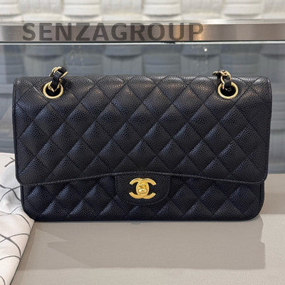 Chanel Classic Flap Black Gold Lambskin Medium Chain Shoulder Bag
