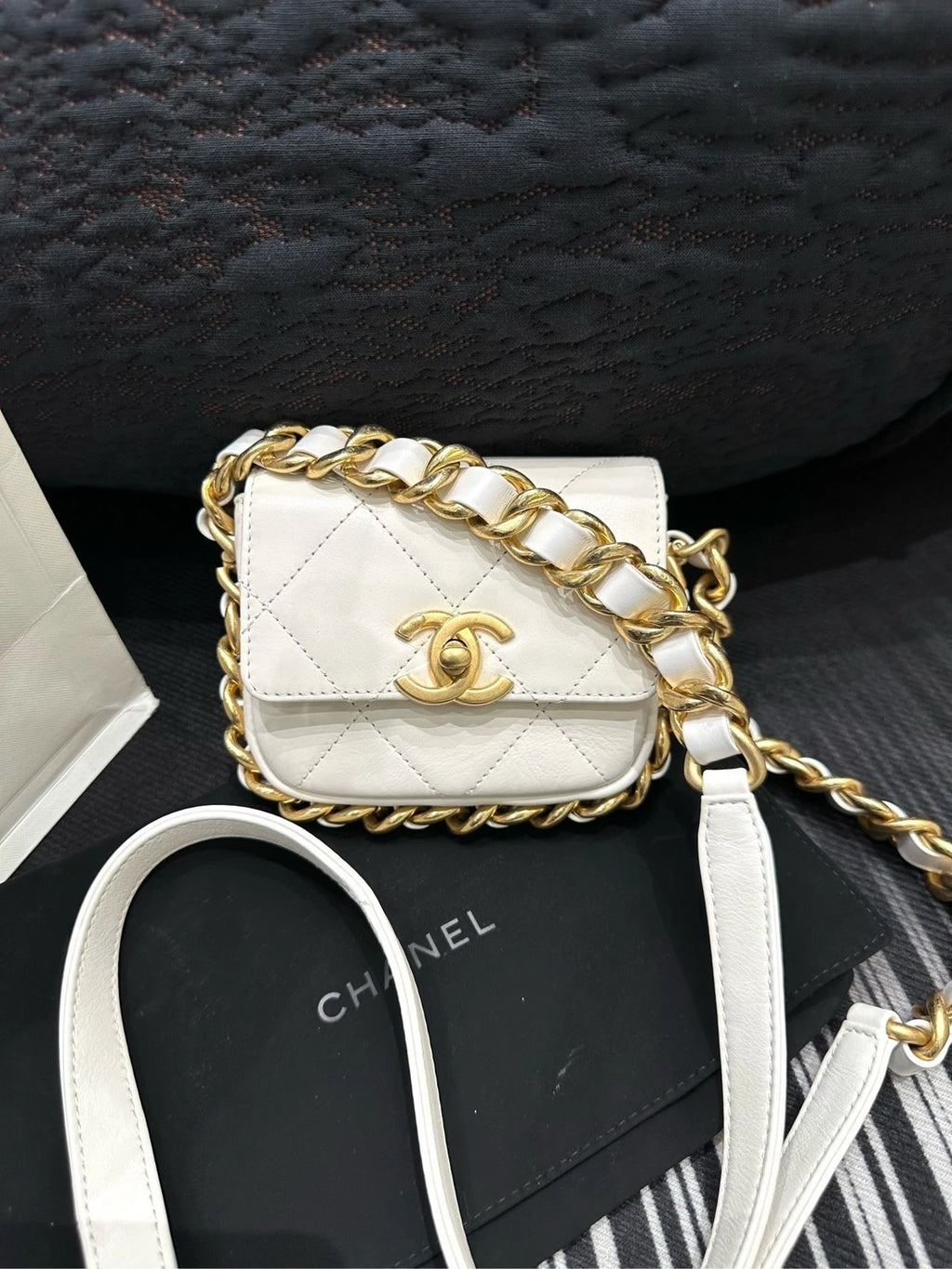 CHANEL White Mini Square Crossbody Bag For Women
