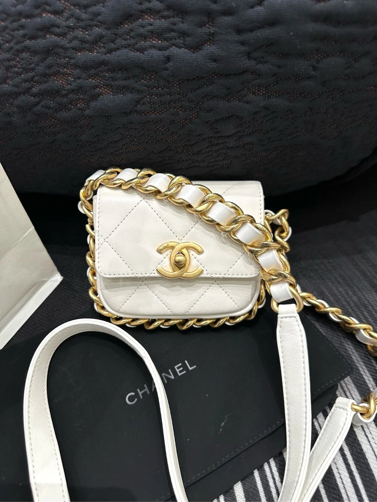 CHANEL White Mini Square Crossbody Bag For Women