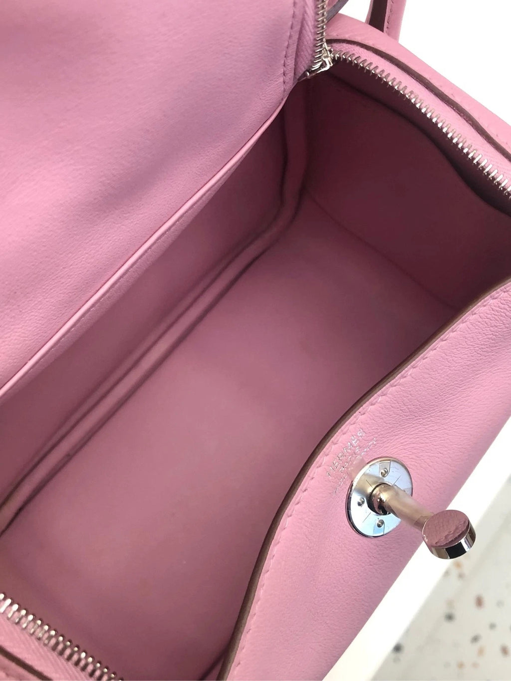 Hermes Mini Lindy Purple Leather Top Handle Bag For Women