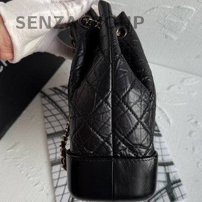 Chanel Quilted Black Silver Gabrielle Backpack Small Women Classic Fashion