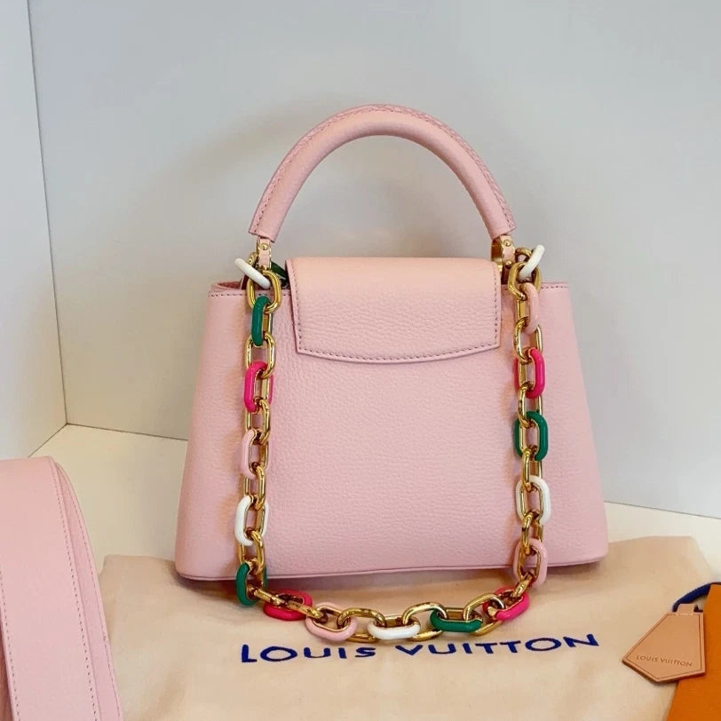Louis Vuitton Capucines BB Calfskin Colored Chain Top Handle Crossbody Women