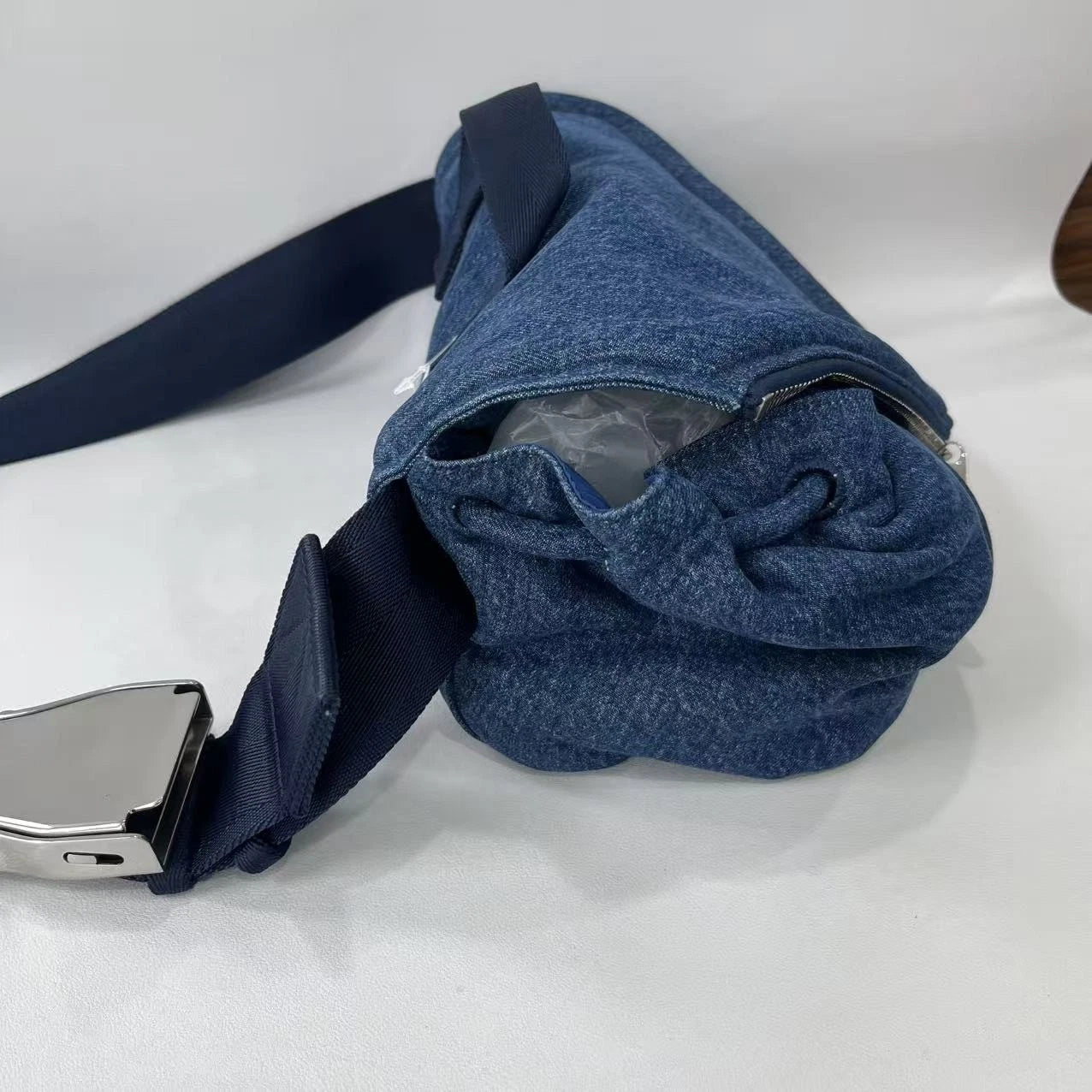 Bottega Veneta BEAK Denim Crossbody Bag For Women