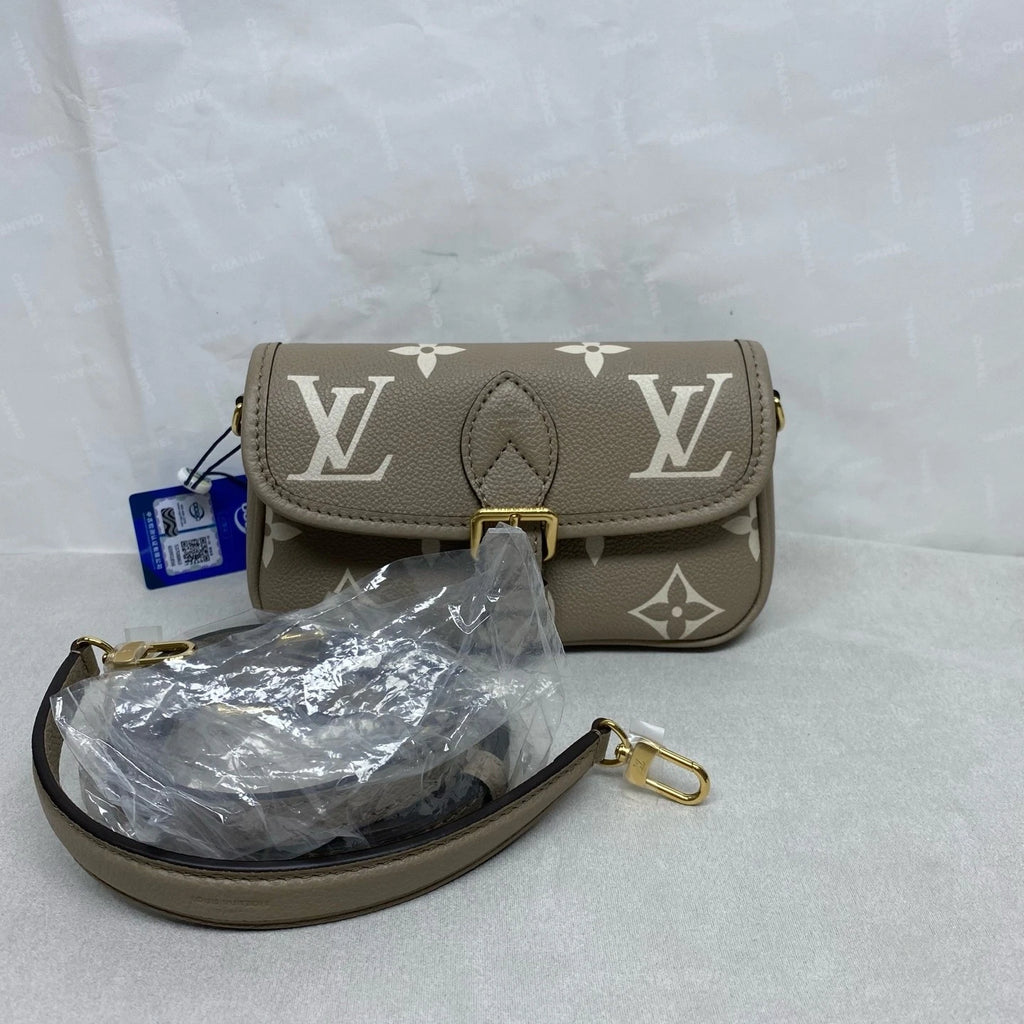 Louis Vuitton Leather Gray Nano Baguette Shoulder Bag For Women