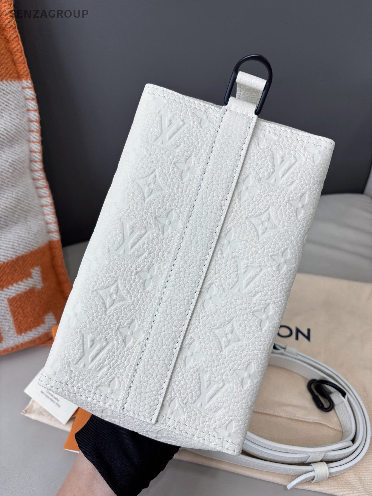 Louis Vuitton Triangle Monogram Empreinte Shoulder Handbag Crossbody White