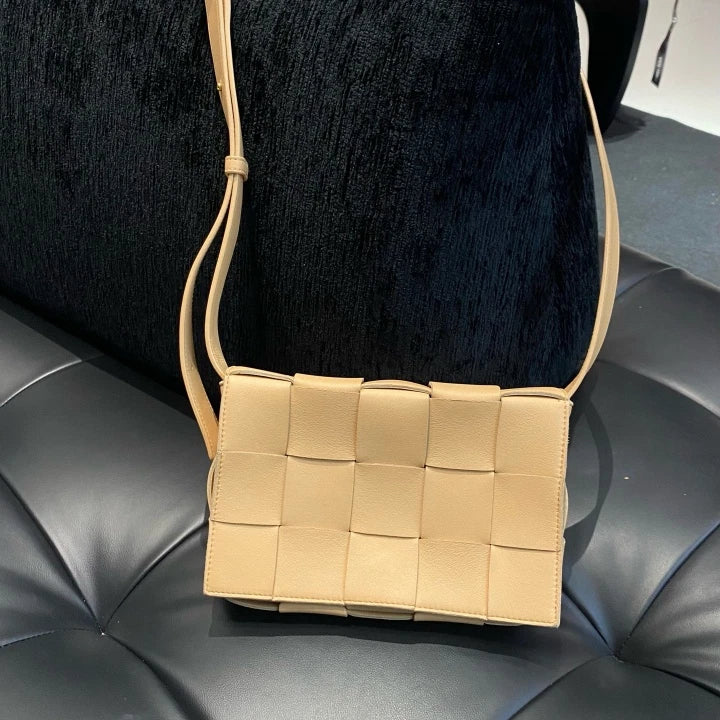 Bottega Veneta Cassette Intreccio Lambskin Shoulder Crossbody Bag Brown Women D