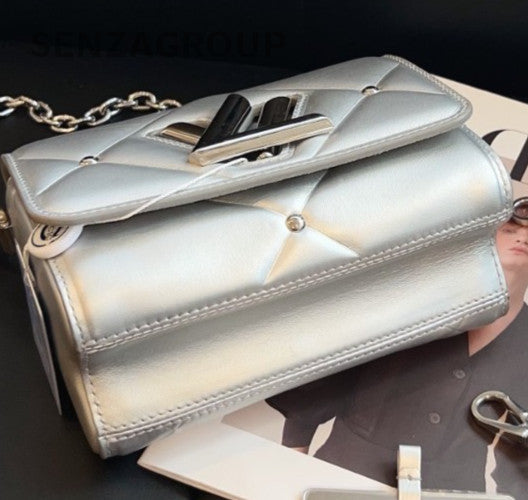 Louis Vuitton Twist Chain Shoulder Bag Crossbody Silver Women Classic