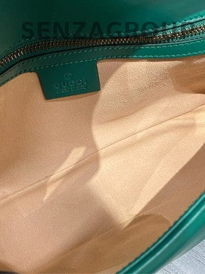 Gucci Marmont Medium Green Gold GG Chain Shoulder Bag for Women
