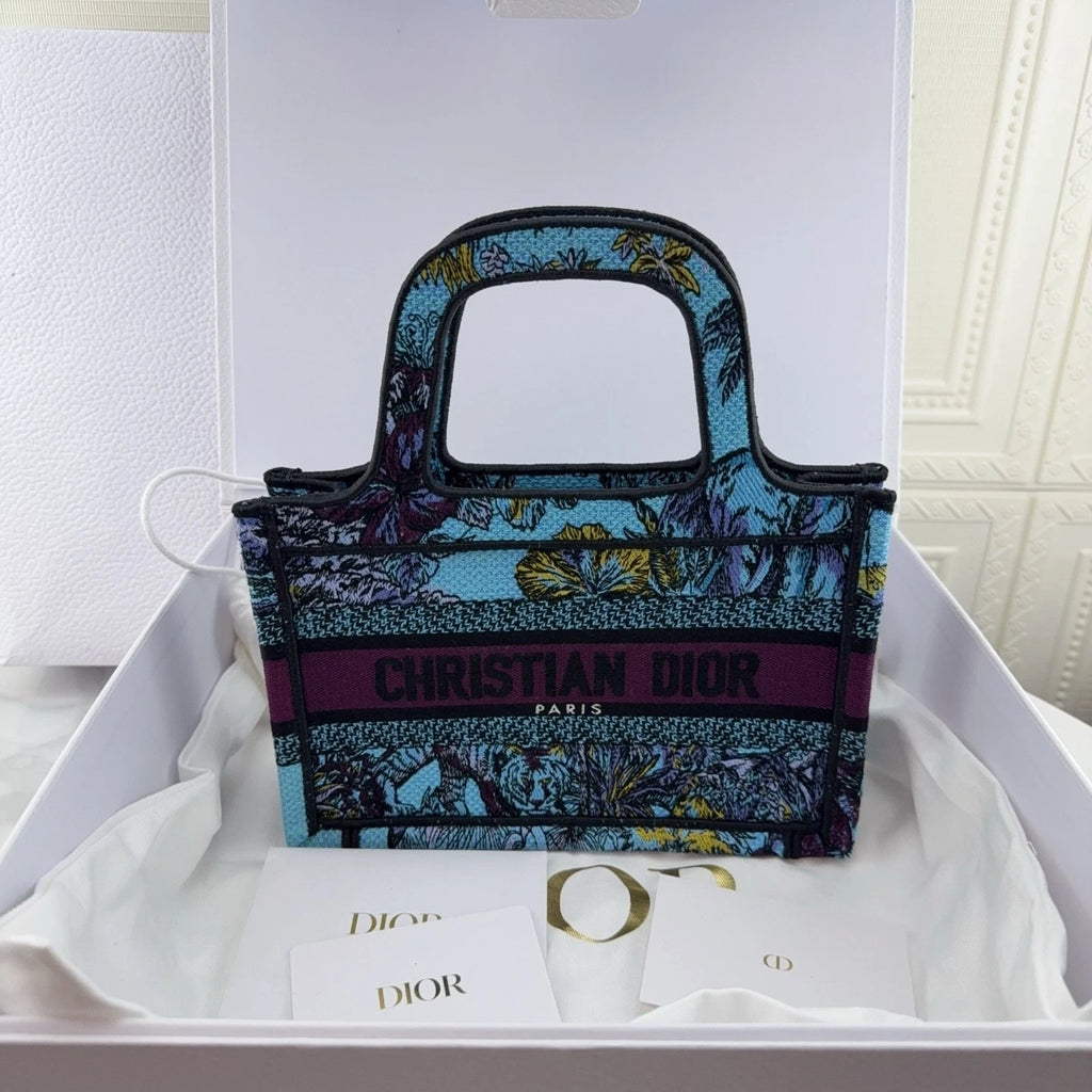 Dior Book Tote Canvas Handbag Tote Bag Excellent
