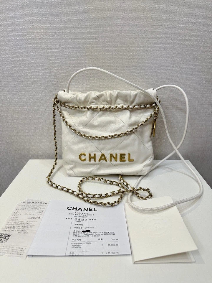 Chanel 22Bag Mini White Crossbody Handbag For Women