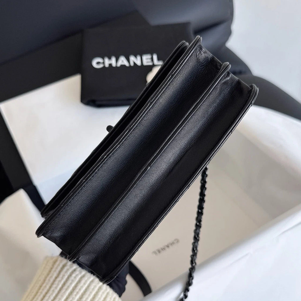 Chanel 2.55 WOC Calfskin Chain Shoulder Crossbody So Black Women Classic