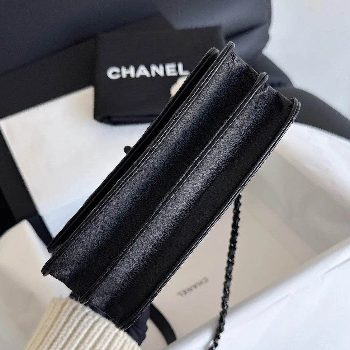 Chanel 2.55 WOC Calfskin Chain Shoulder Crossbody So Black Women Classic