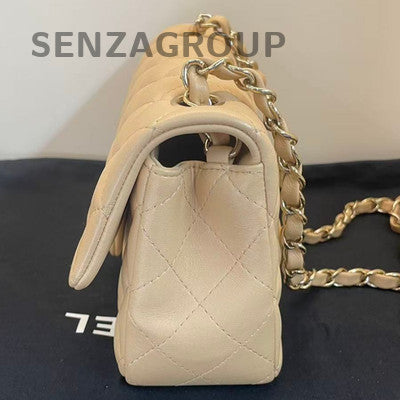 Chanel Classic Flap Mini Lambskin Brown Gold Chain Shoulder Bag
