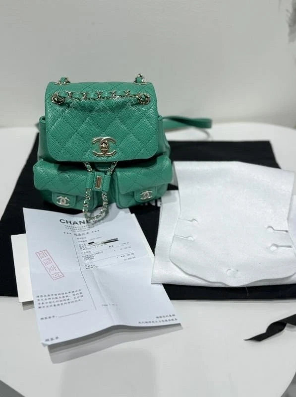 CHANEL Mint Green Grained Leather Small Duma Backpack For Women
