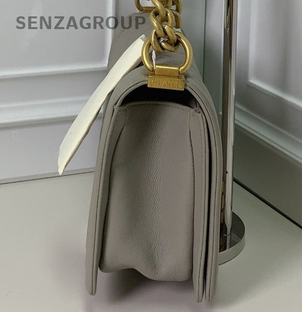 Chanel Leboy Chain Gray Gold Shoulder Bag Diamond Women Classic Fashion