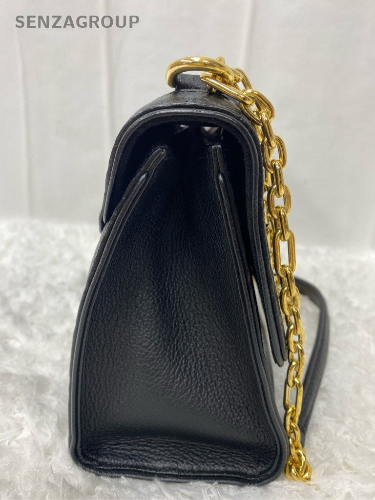 Louis Vuitton Monogram Chain Shoulder Bag Black Gold Women Classic