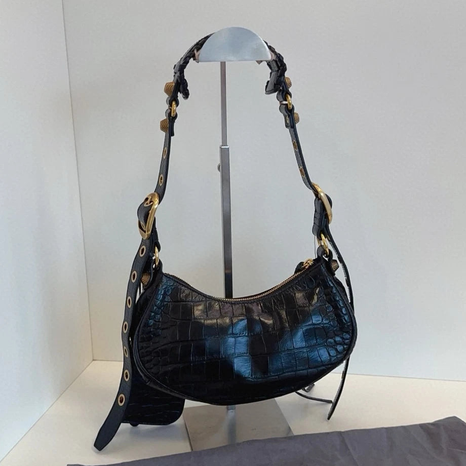 Balenciaga Le Cagole Hobo Shoulder Bag Black Gold Women Classic Fashion