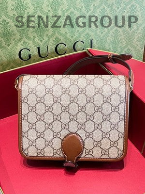 Gucci Brown Gold Retro GG Shoulder Crossbody Bag Women's Fashion