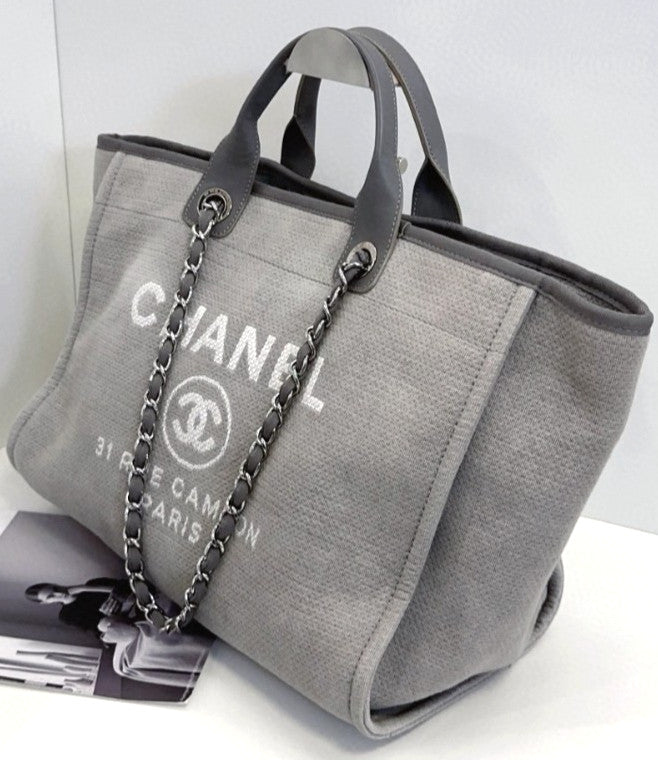 CHANEL Beach Series tote Classic Logo Light gray Shoulder bag Women Summer
