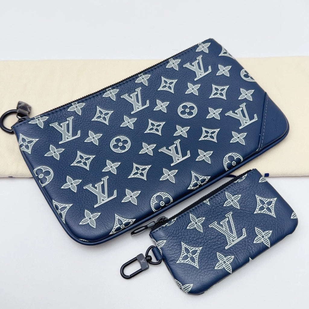 Louis Vuitton Trio Messenger Calfskin Monogram Blue Shoulder Bag Crossbody