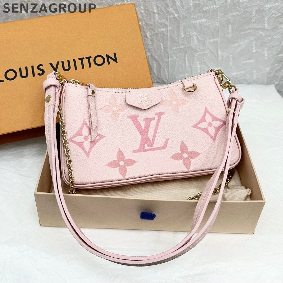 Louis Vuitton Easy Pouch Monogram Chain Shoulder Bag Pink Gold