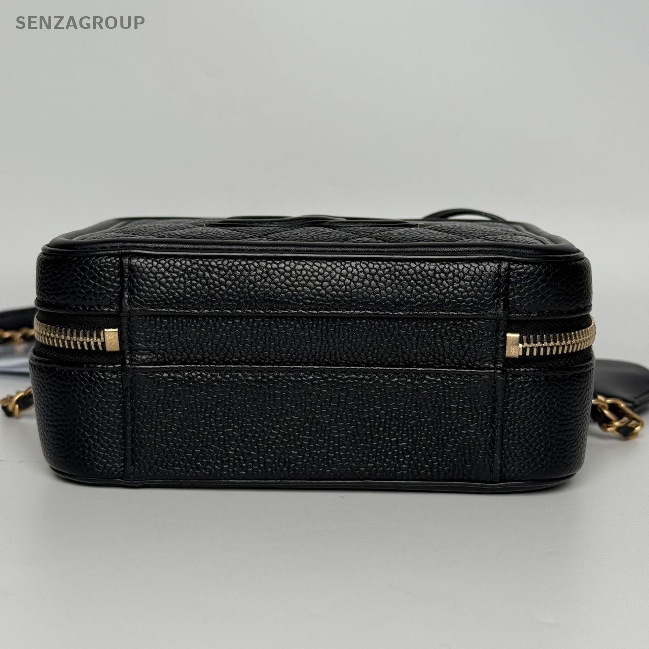 SJ0001 Chanel Vanity Case Small in Black Caviar Leather with Quilted Detail