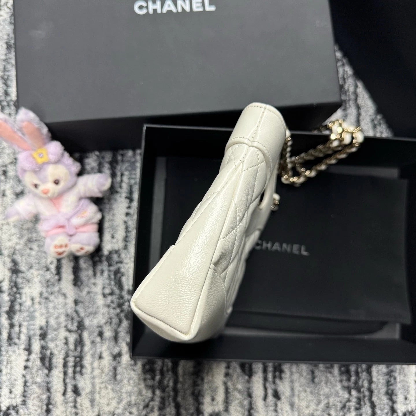 Chanel 31 Nano Lambskin Tote Bag White Gold Excellent