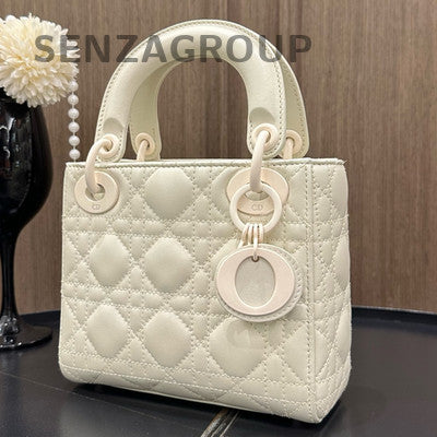 Dior Lady Dior Cannage Quilted Chain Shoulder Bag White Classic Women