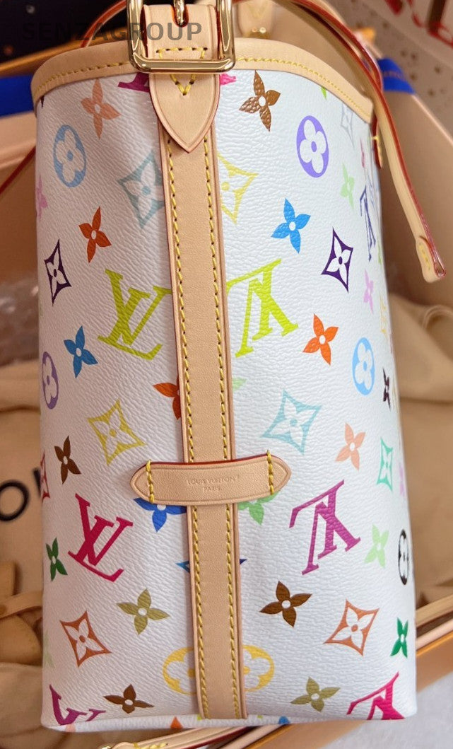 Louis Vuitton X Takashi Murakami Carryall PM Shoulder Bag White Used Women