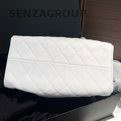 Chanel Classic Small White Caviar Leather Chain Shoulder Bag