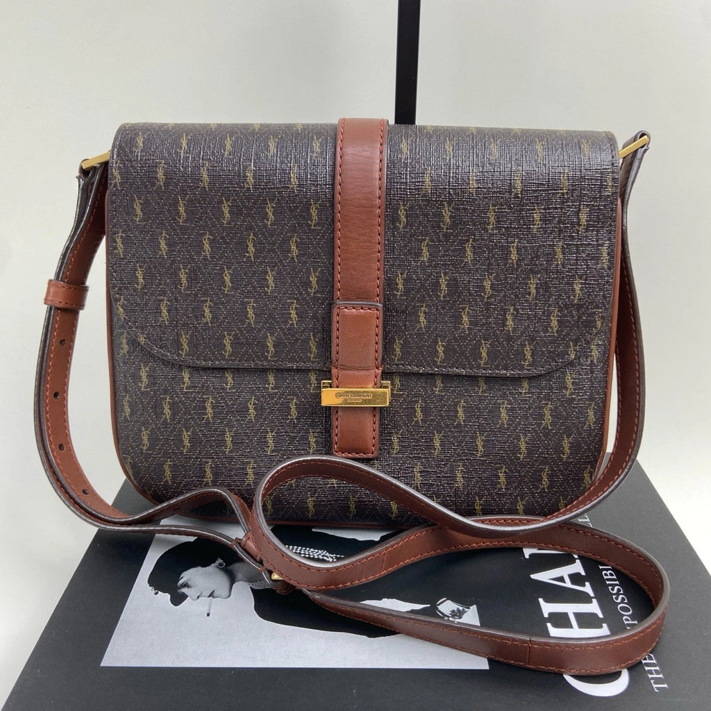 YSL LE MONOGRAMME Small Brown Leather Shoulder Crossbody Bag For Women