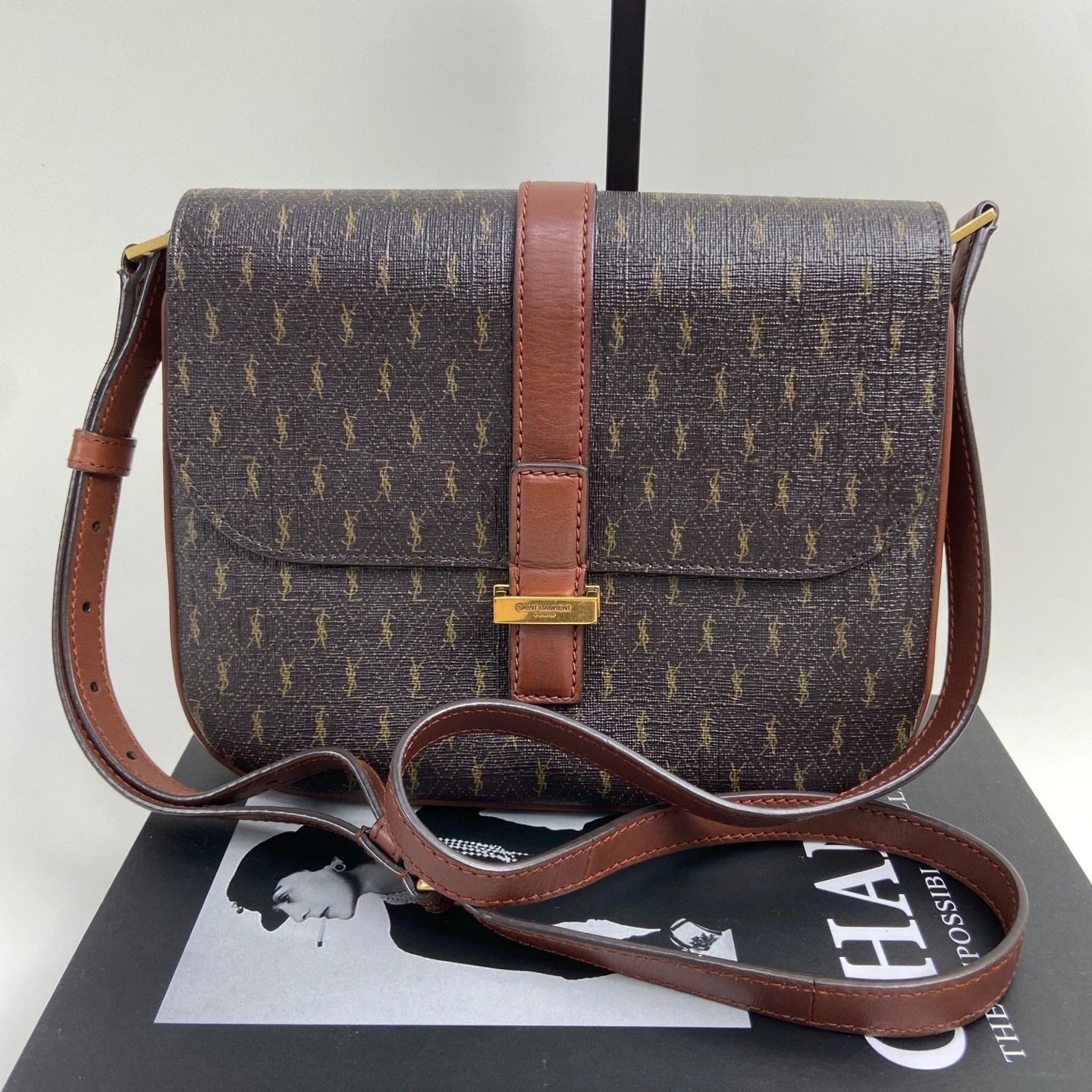 YSL LE MONOGRAMME Small Brown Leather Shoulder Crossbody Bag For Women