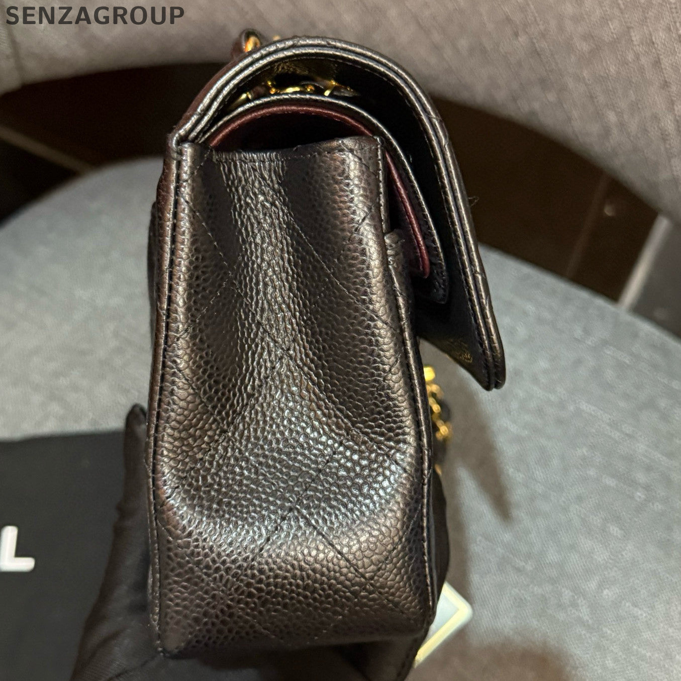 Chanel Black Gold CF Small Quilted Chain Shoulder Bag