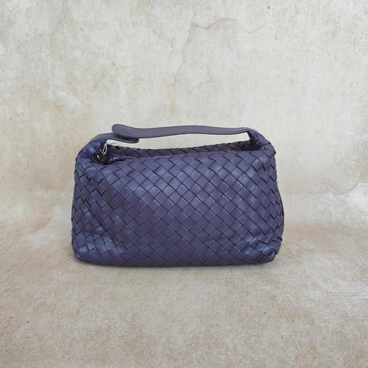 Bottega Veneta Purple Lambskin Woven Top Handle Bag For Women