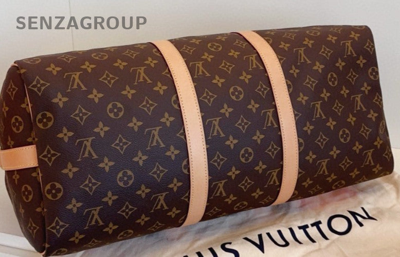 Louis Vuitton Keepall50 Monogram Top Handle Bag Crossbody Brown Unisex Adults