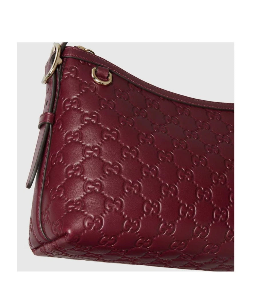 Gucci Emblem MM Shoulder Bag Red Women Fashion