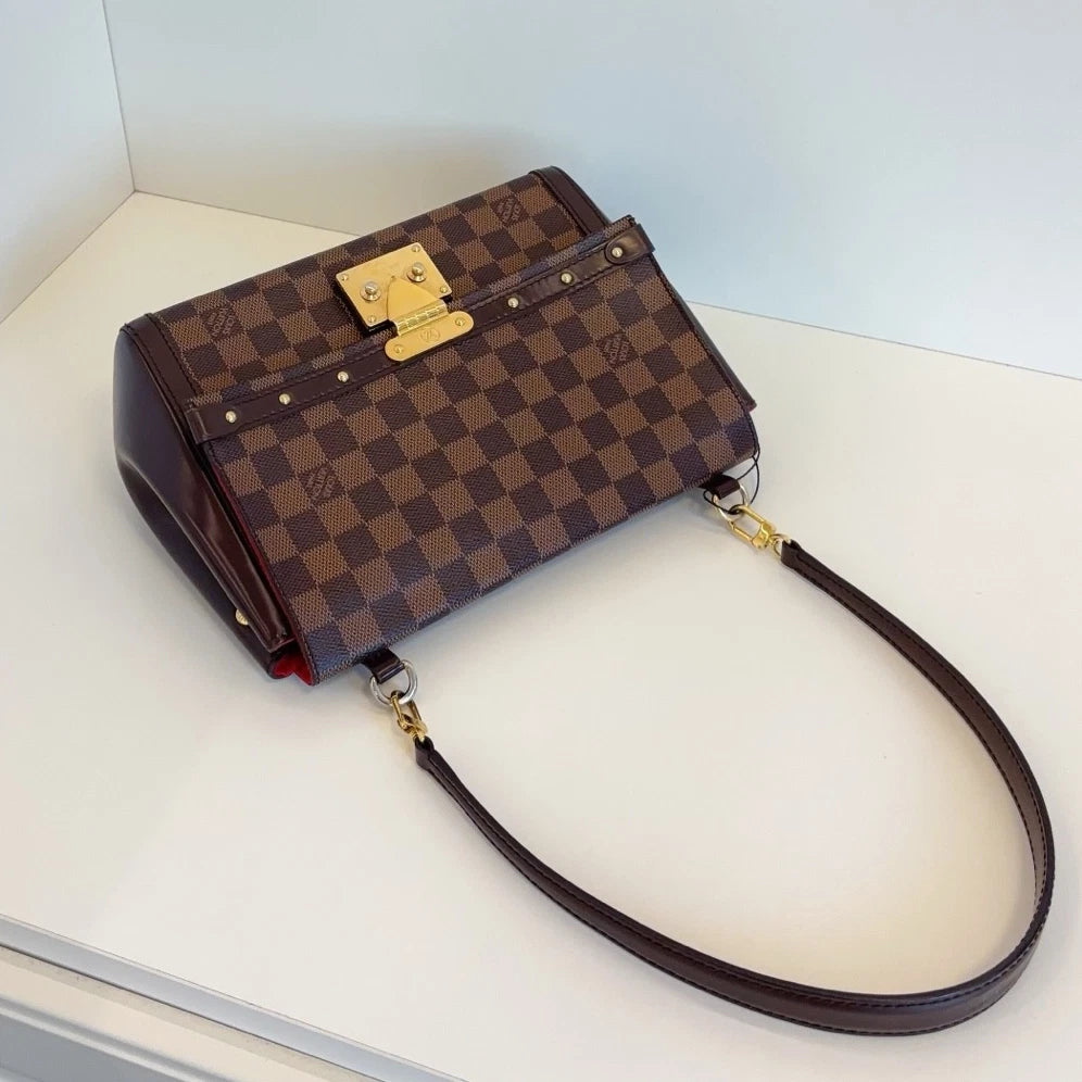 Louis Vuitton Venice Damier Ebene Shoulder Bag Brown Gold Women Classic