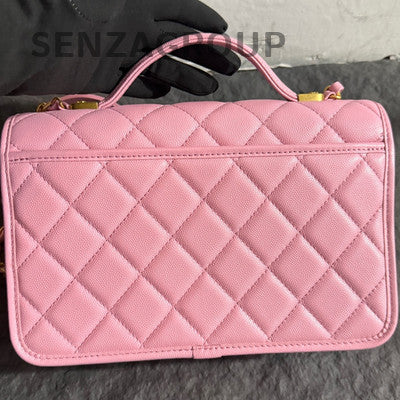 Chanel 22K Pink Quilted Caviar Gold Chain Shoulder Crossbody Bag