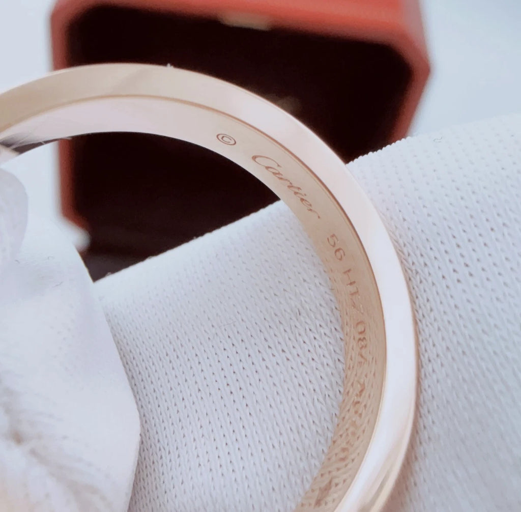 Cartier C DE Cartier 18k Rose Gold Band Ring with 1 Diamond EU56/US7.5