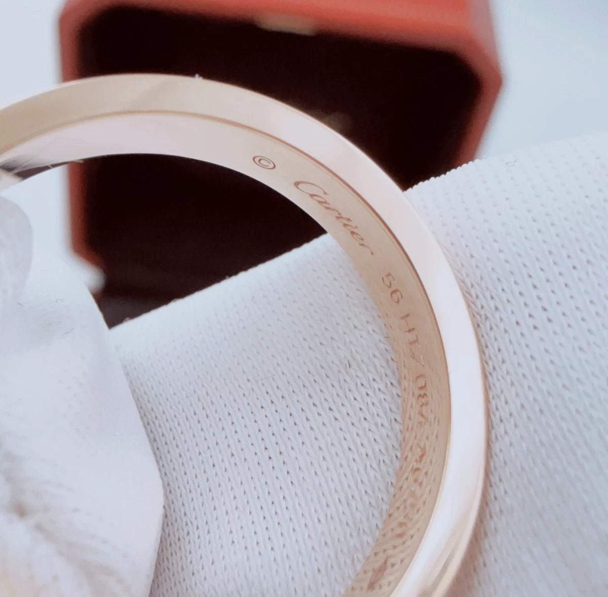 Cartier C DE Cartier 18k Rose Gold Band Ring with 1 Diamond EU56/US7.5