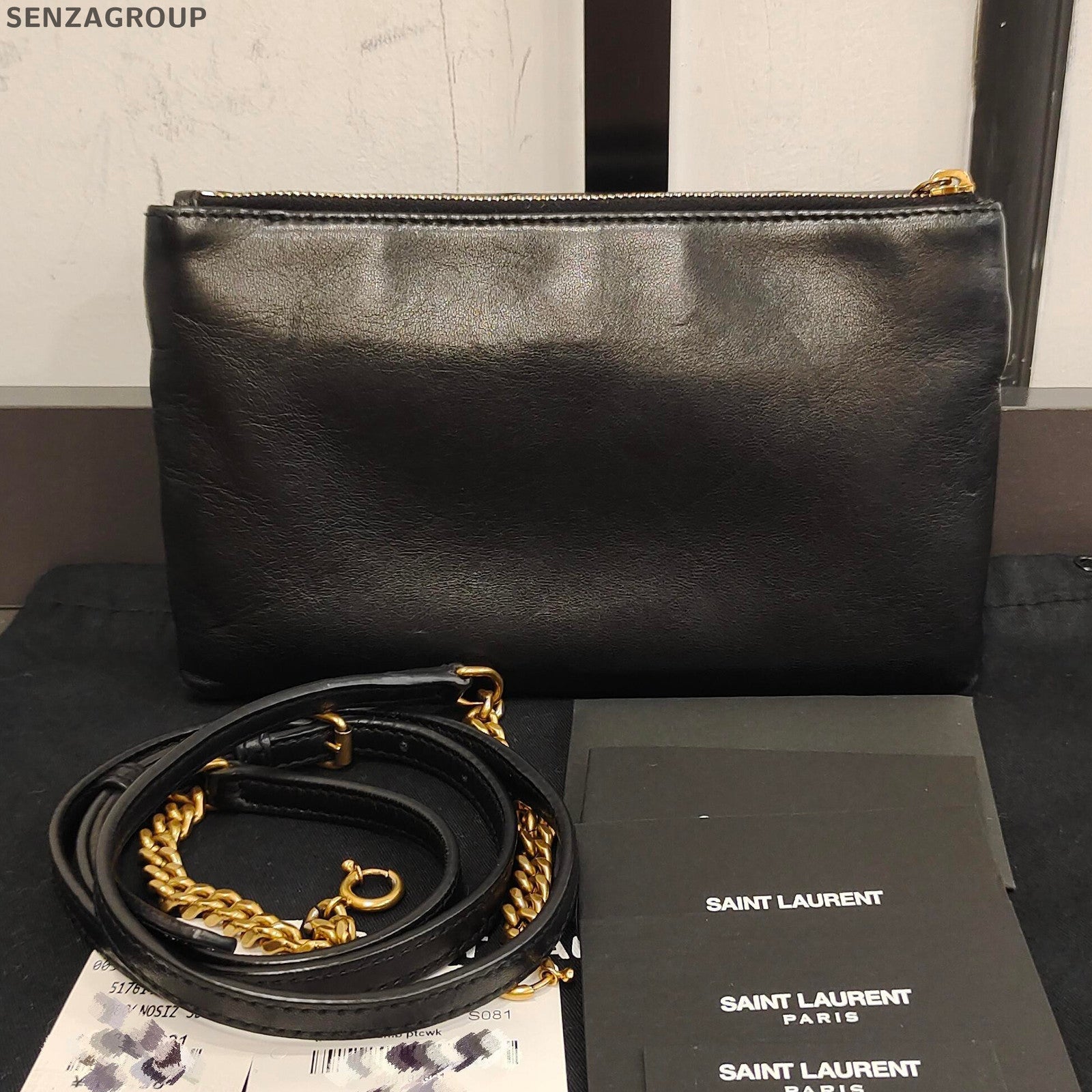 Saint Laurent Jamie Lambskin Shoulder Crossbody Bag Black Gold Classic