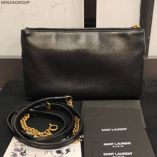 Saint Laurent Jamie Lambskin Shoulder Crossbody Bag Black Gold Classic