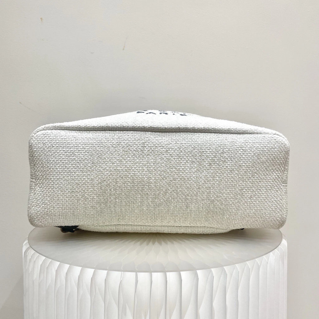 Chanel Beach Bag GM Backpack White Silver Used Women Classic