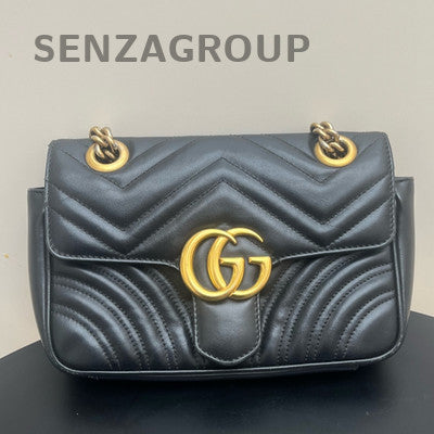 Gucci Marmont 22 Black Gold Chain Shoulder Crossbody Bag Classic Women