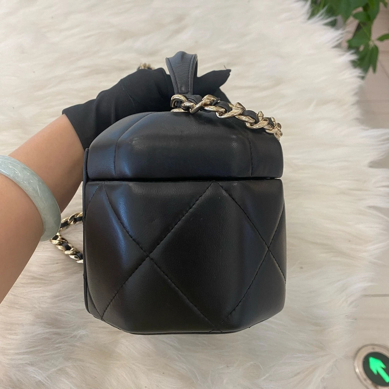 Chanel Moonlight Box Chain Shoulder Bag Black Gold Classic Women's