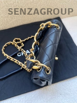 Chanel 21 Navy Blue Calfskin Chain Shoulder Crossbody Bag Gold Hardware
