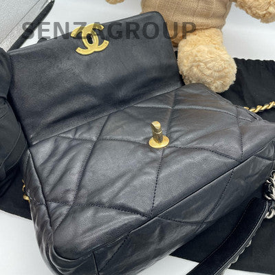 Chanel 19 Small Quilted Chain Bag Black Gold - Classic Women's Handbag