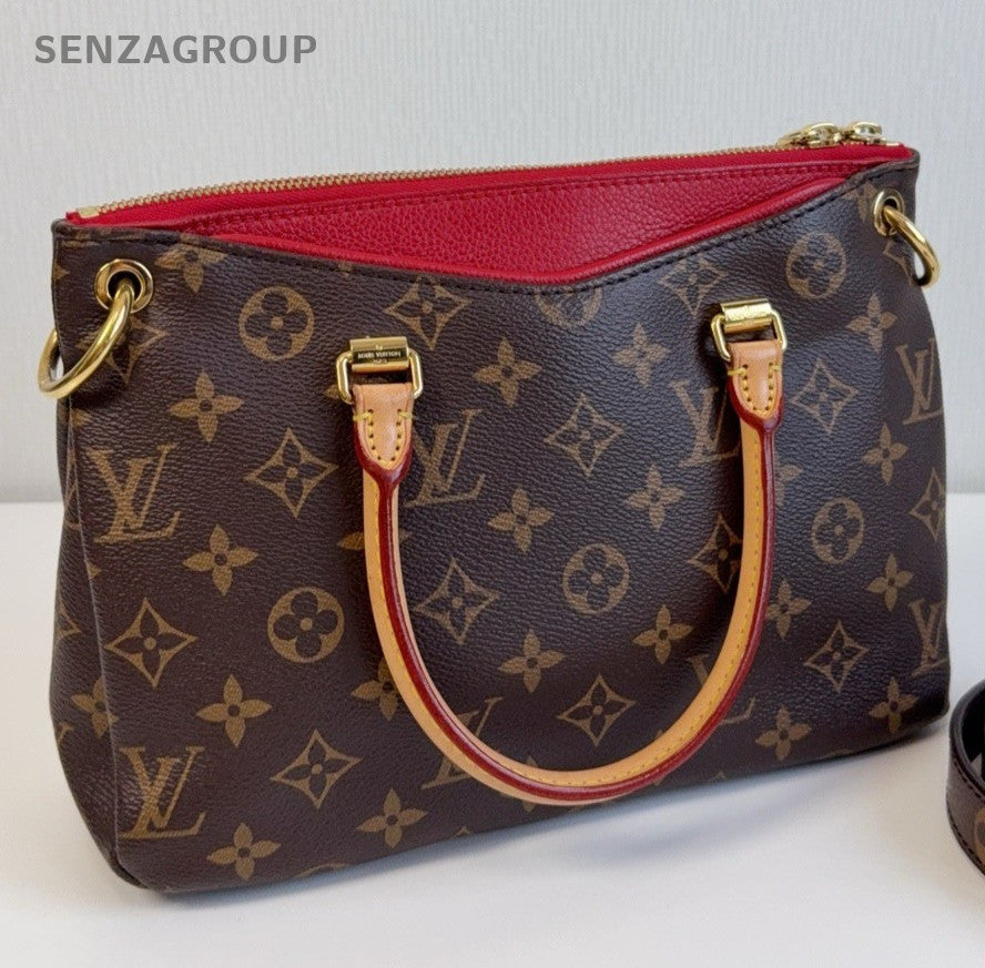 Louis Vuitton Pallas BB Monogram Top Handle Bag Crossbody Brown Gold Women